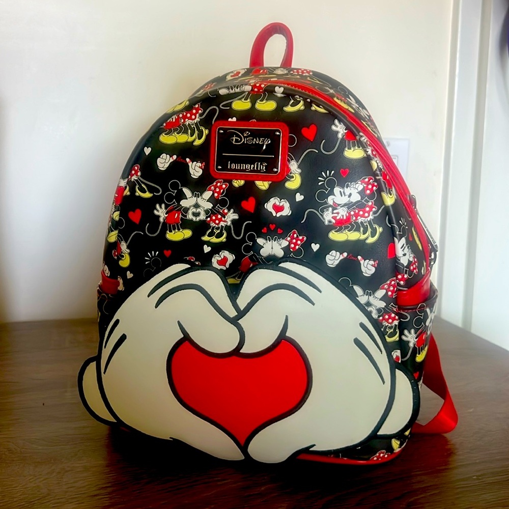 Loungefly Mickey & Minnie Mouse Heart Hands Mini Backpack